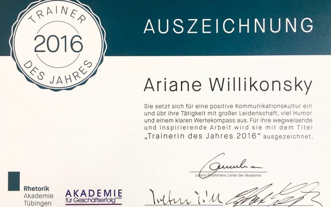 Ariane Willikonsky ist Trainerin des Jahres 2016